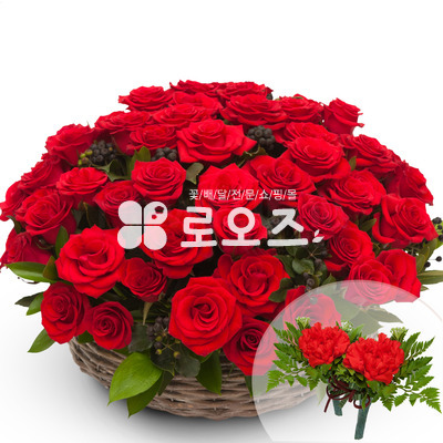 빨강장미둥근바구니