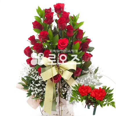 꽃바구니+코사지2개(꽃행복313호)