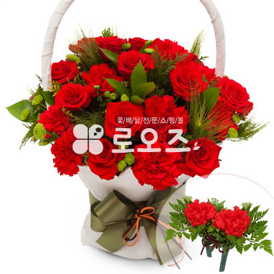꽃바구니+코사지2개(꽃행복314호)