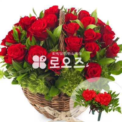 꽃바구니+코사지2개(꽃행복317호)