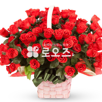 비누꽃_빨강장미바구니