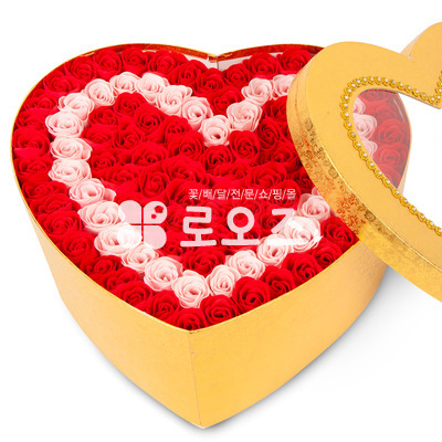 비누꽃_하트장미바구니